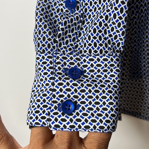 Cynthia Rowley Womens Full Button Down Top in Blue, Black and White XS XSMALL - Picture 5 of 10
